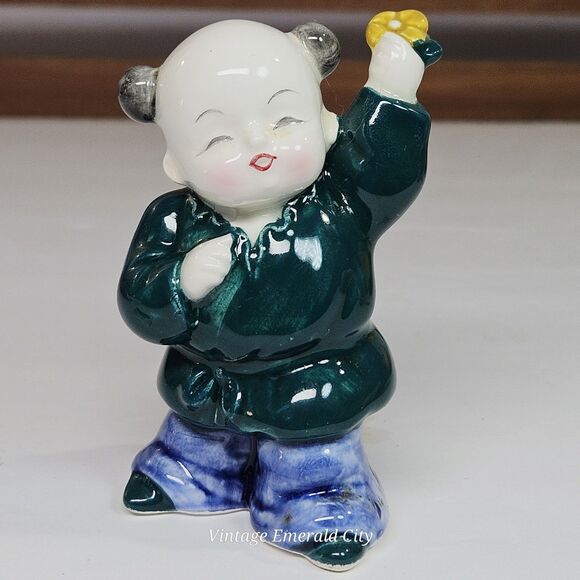 Vtg Takahashi Asian Baby Buddha Children Porcelain Salt & Pepper Shakers Japan - Picture 4 of 10